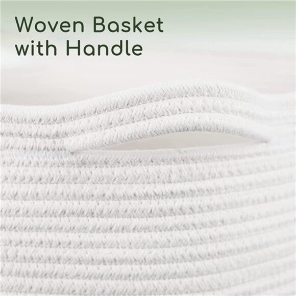 Large Cotton Rope Basket,22"x22"x14"Throw Blanket Storage for Living Room Woven - Picture 3 of 7